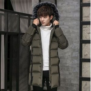 MEN'S LONG SLIM FASHION JACKET HOODED COAT PARKAS THICK PUFFER SIZE MEN’S LARGE